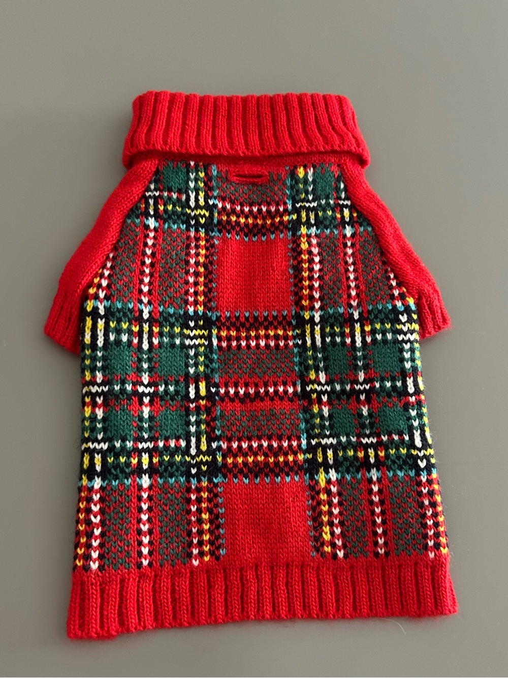 Mark & Graham m Knit dog sweater tartan plaid